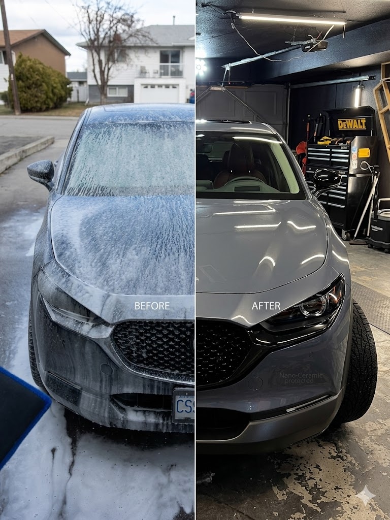 Grey Sedan Before and After Detailing